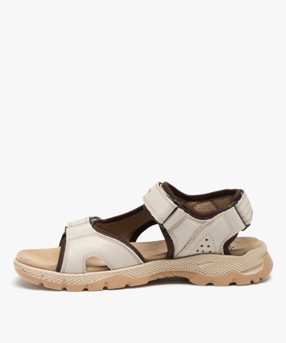 Sandales sport homme à brides scratch en cuir vue3 - GEMO (CASUAL) - GEMO