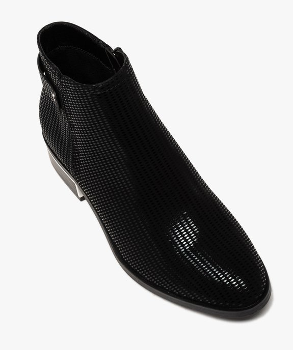 Boots femme unies dessus en suédine à motifs vernis vue5 - GEMO (CASUAL) - GEMO