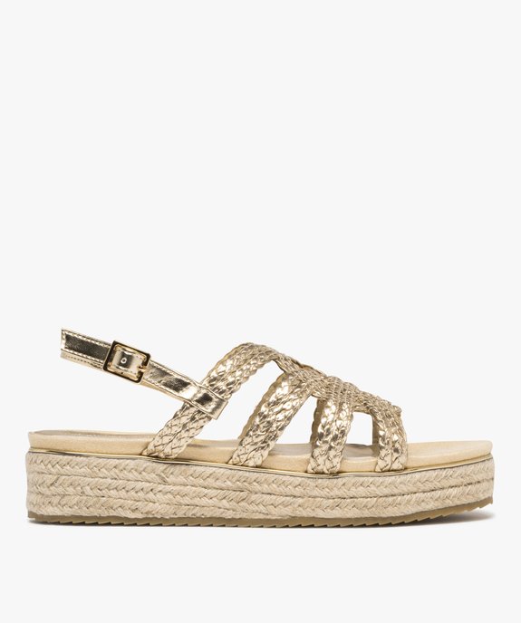 Sandales femme à talon plateforme en corde et avec brides tressées métallisées  vue2 - GEMO (CASUAL) - GEMO