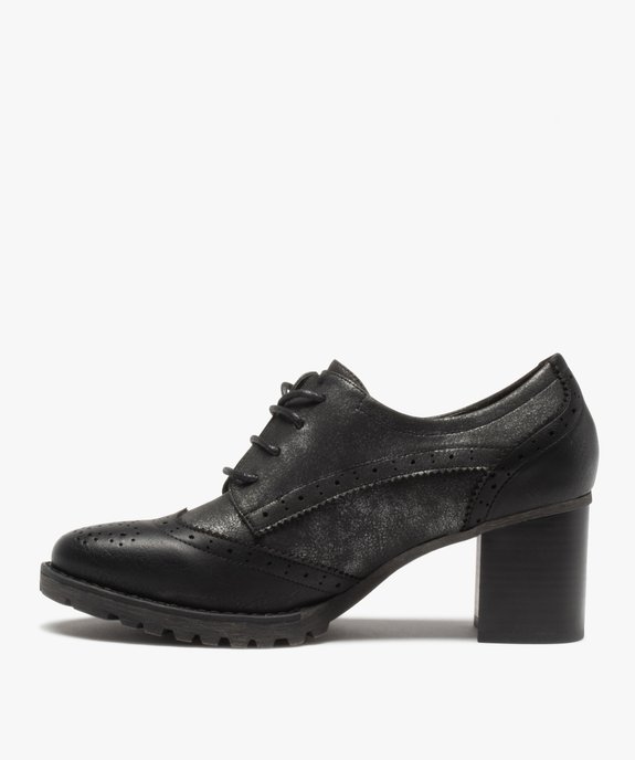 Escarpins femme à talon style derbies  vue3 - GEMO(URBAIN) - GEMO