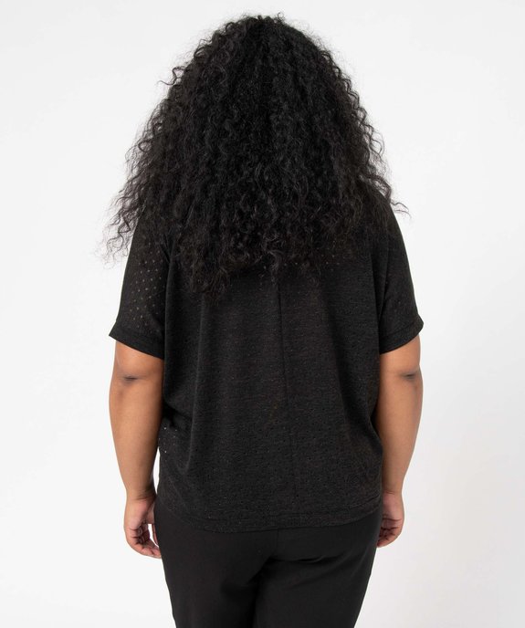 Pull femme grande taille à manches courtes et maille ajourée vue3 - GEMO (G TAILLE) - GEMO