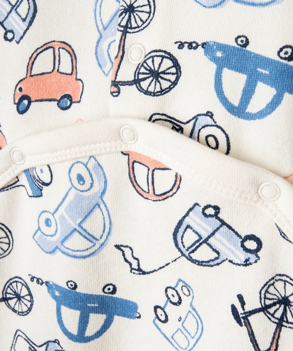 Pyjama bébé en jersey et peluche avec ouverture pont-dos vue3 - GEMO(BB COUCHE) - GEMO