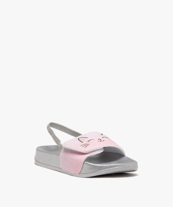 Mules de piscine fille à scratch avec élastique cheville vue2 - GEMO (PLAGE) - GEMO