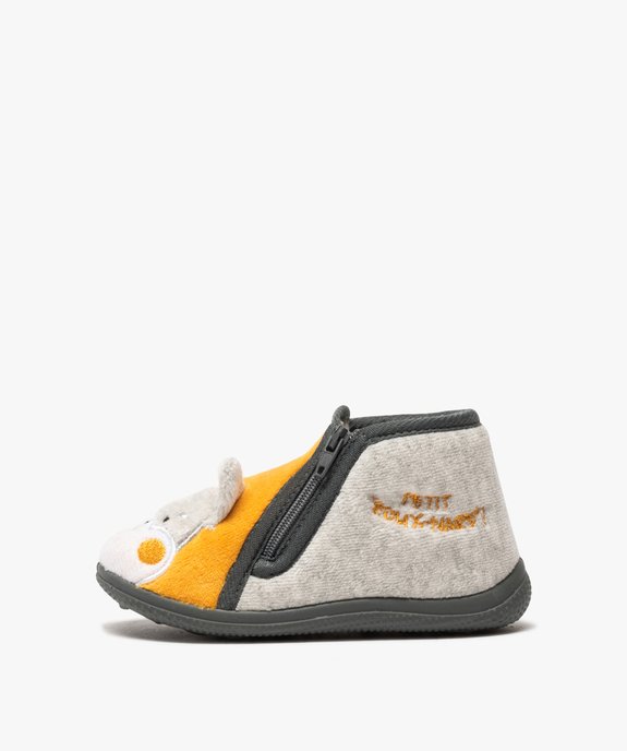 Chaussons bébé garçon bottillons en velours motif chien vue3 - GEMO 4G BEBE - GEMO