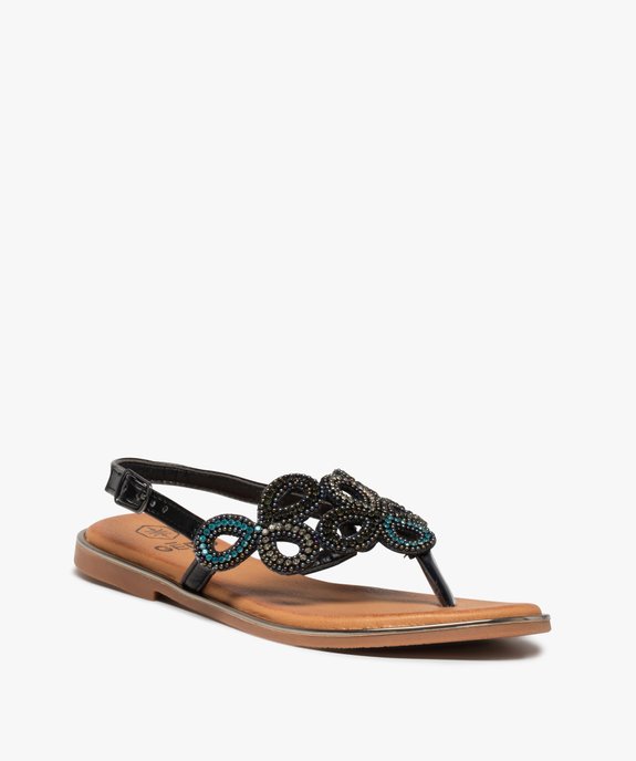 Sandales femme à entre-doigts ajourées à strass vue2 - GEMO (CASUAL) - GEMO