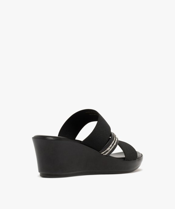 Mules femme à talon compensé avec brides élastiques et strass vue4 - GEMO(URBAIN) - GEMO