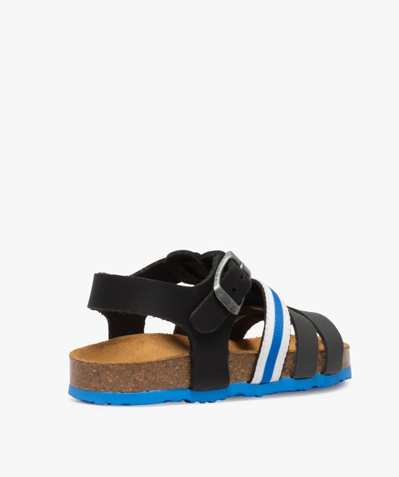 Sandales garçon à brides en cuir et semelle contrastée vue4 - GEMO (ENFANT) - GEMO