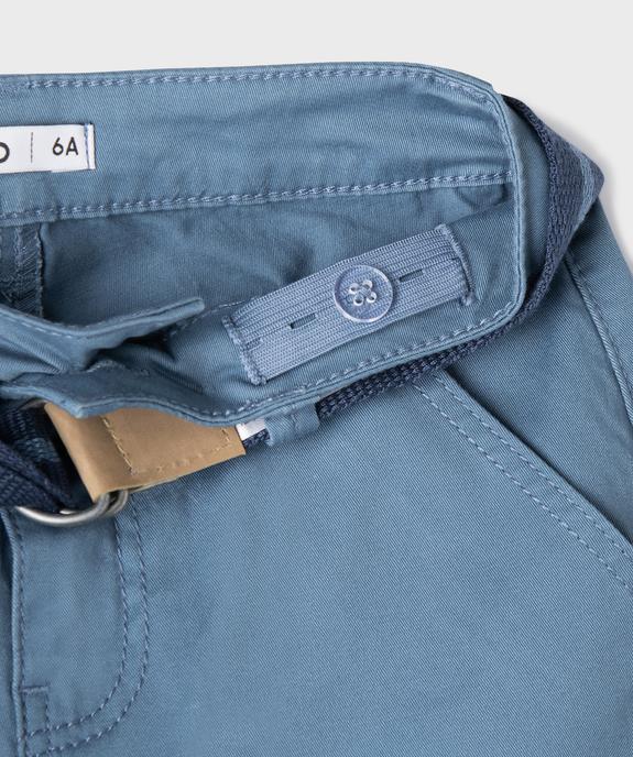 Bermuda chino en twill de coton stretch avec revers et ceinture garçon vue2 - GEMO (ENFANT) - GEMO