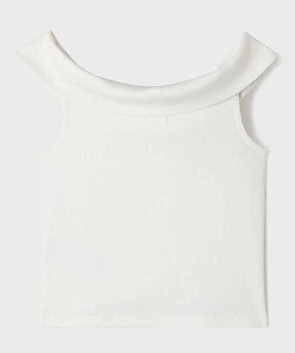 Tee-shirt sans manches à col bardot en maille côtelée fille vue7 - GEMO 4G FILLE - GEMO