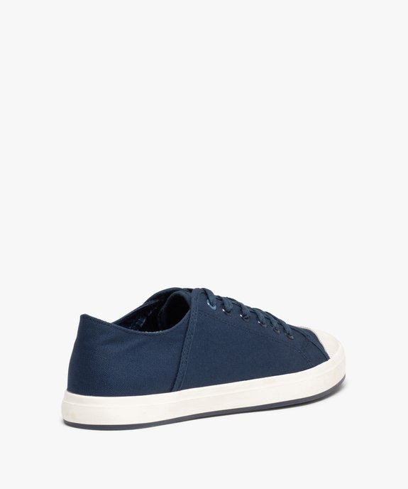 Baskets homme en toile unie à lacets et bout renforcé  vue4 - GEMO 4G HOMME - GEMO