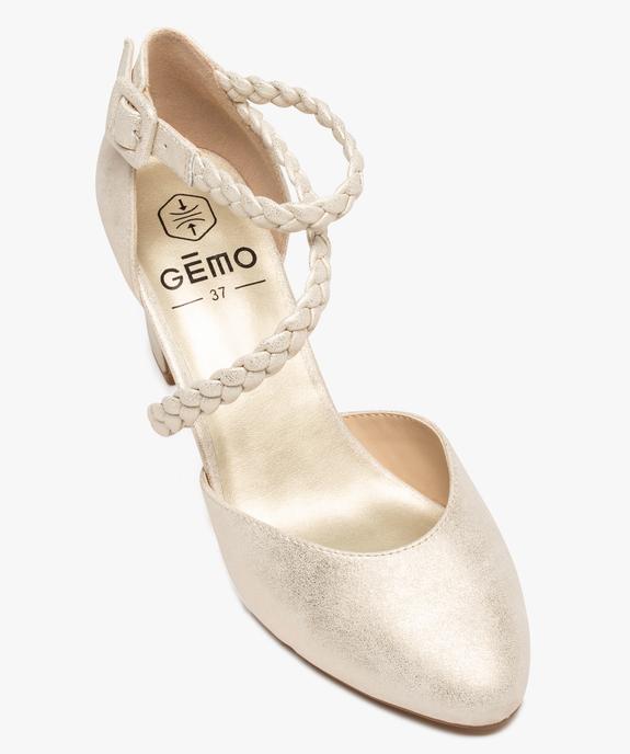 Escarpins femme métallisés à talon carré et bride tressée vue6 - GEMO(URBAIN) - GEMO