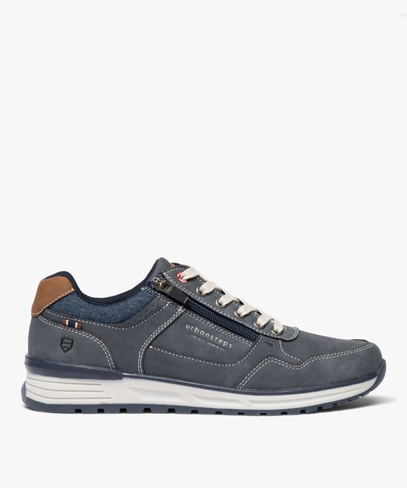 Baskets casual à lacets et zip homme vue1 - URBAN STEPS - GEMO