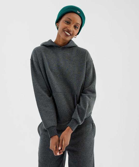 Sweat à capuche en molleton uni femme vue1 - GEMO 4G FEMME - GEMO
