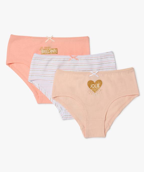 Shorty fille avec motifs pailletés et coton bio (lot de 3) vue1 - GEMO 4G FILLE - GEMO