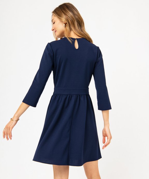 Robe courte à manches 3/4 et col V femme vue3 - GEMO(FEMME PAP) - GEMO