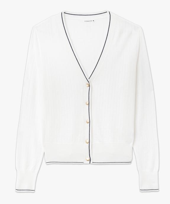 Gilet à col V en fine maille fantaisie femme - LuluCastagnette vue4 - LULUCASTAGNETTE - GEMO