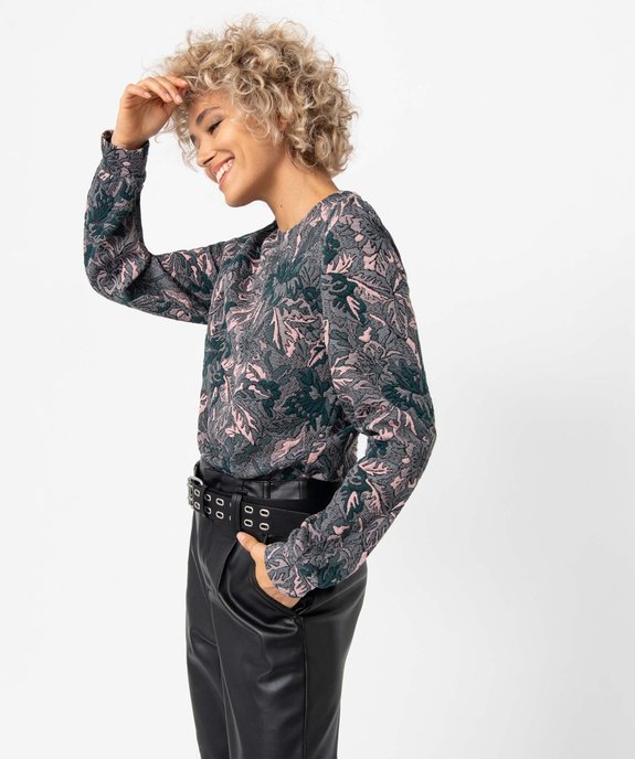 Sweat femme imprimé façon tapisserie vue1 - GEMO(FEMME PAP) - GEMO