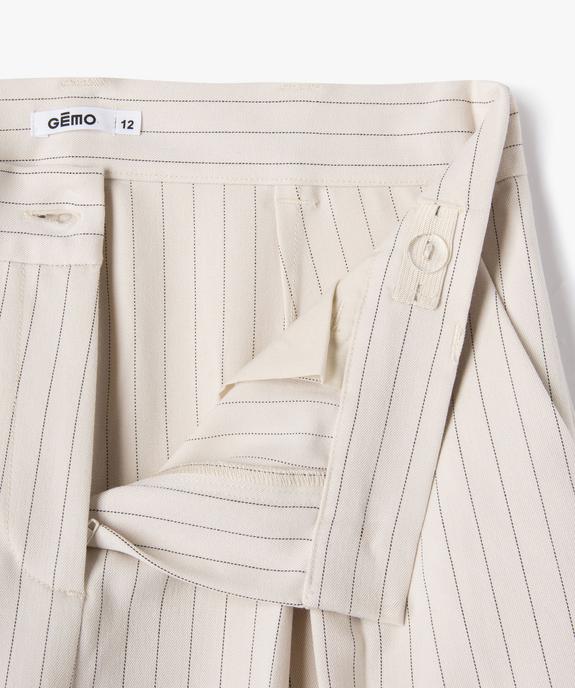 Pantalon large et souple à taille haute et fines rayures fille vue4 - GEMO (JUNIOR) - GEMO