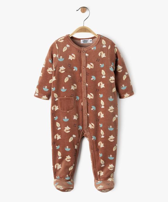 Pyjama en velours ouverture devant à motifs forêt bébé garçon vue2 - GEMO 4G BEBE - GEMO