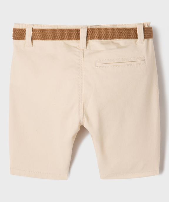 Bermuda chino en coton stretch avec ceinture garçon vue4 - GEMO (ENFANT) - GEMO