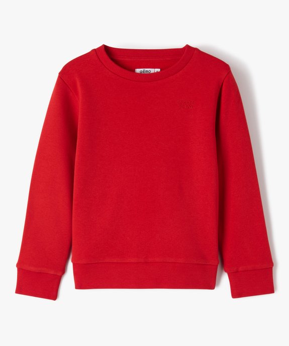Sweat uni avec broderie poitrine garçon vue1 - GEMO (ENFANT) - GEMO