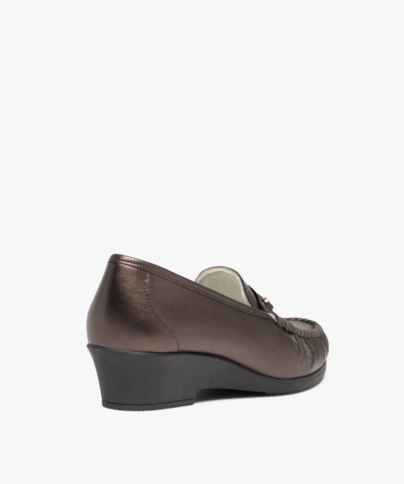 Mocassins femme confort dessus en cuir uni et à talon épais vue4 - G'FLEX - GEMO