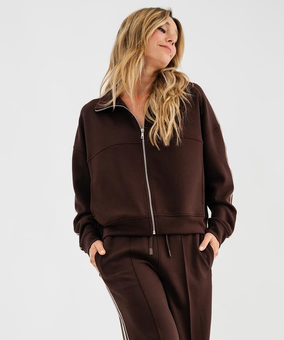 Sweat zippé à col montant et coupe loose femme vue1 - GEMO(FEMME PAP) - GEMO