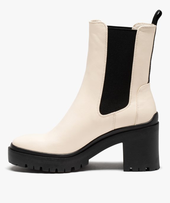 Boots femme à talon large style Chelsea bicolores vue4 - GEMO(URBAIN) - GEMO