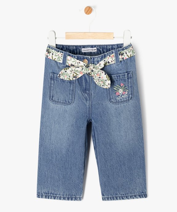Jean large avec ceinture façon foulard bébé fille - LuluCastagnette vue1 - LULUCASTAGNETTE - GEMO
