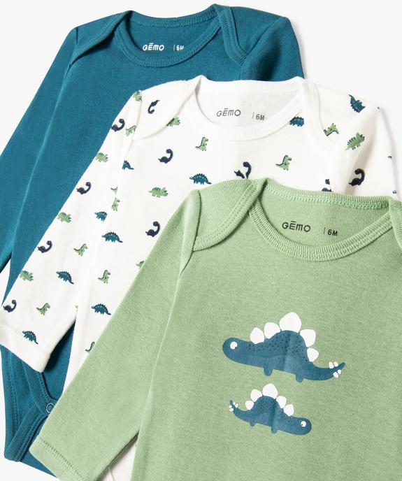 Body à manches longues et col US en coton biologique bébé  (lot de 3) vue2 - GEMO 4G BEBE - GEMO