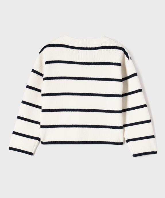 Pull court à rayures en maille côtelée fille - LuluCastagnette vue4 - LULUCASTAGNETTE - GEMO