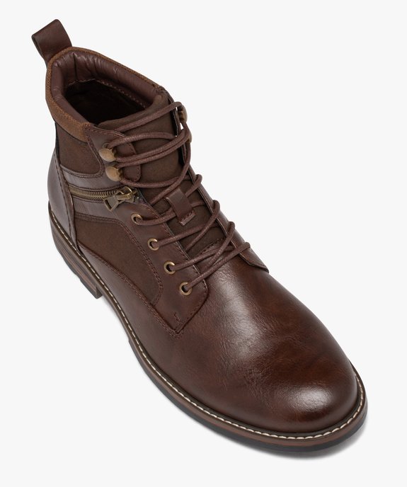 Boots homme unis à lacets avec zip fantaisie vue6 - GEMO (CASUAL) - GEMO