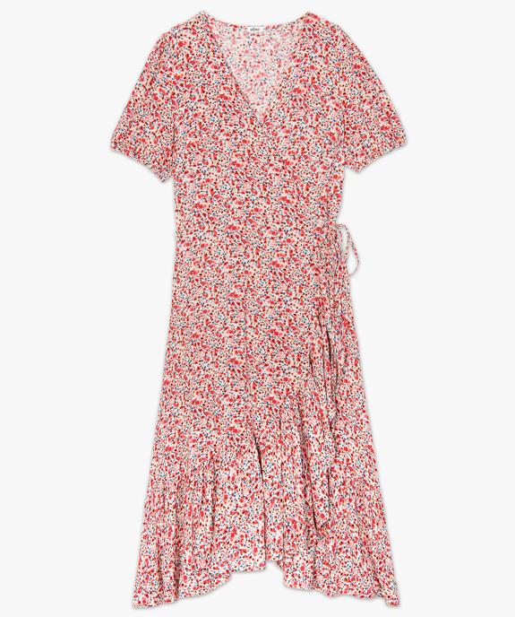 Robe femme longue forme portefeuille à motifs fleuris vue4 - GEMO(FEMME PAP) - GEMO