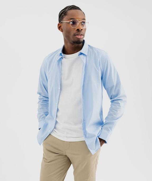 Chemise unie coupe slim en coton stretch homme vue7 - GEMO 4G HOMME - GEMO