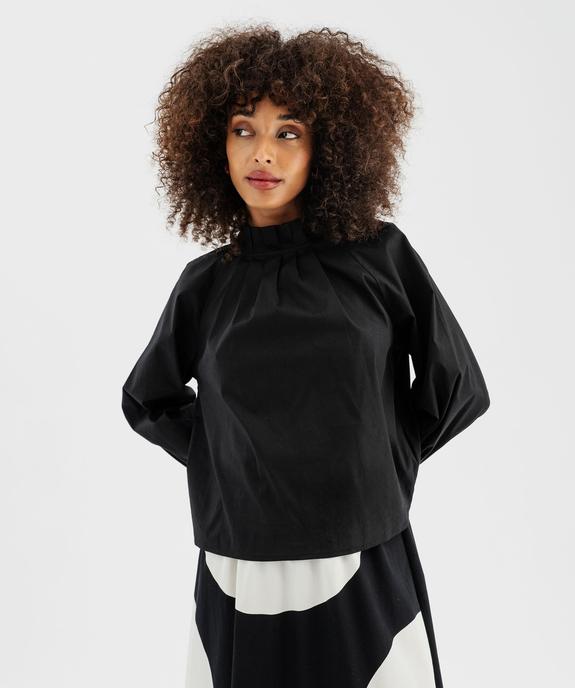 Blouse en coton stretch avec finitions froncées femme vue6 - GEMO(FEMME PAP) - GEMO