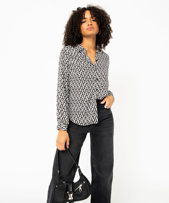 Chemise imprimée à manches longues femme vue1 - GEMO 4G FEMME - GEMO