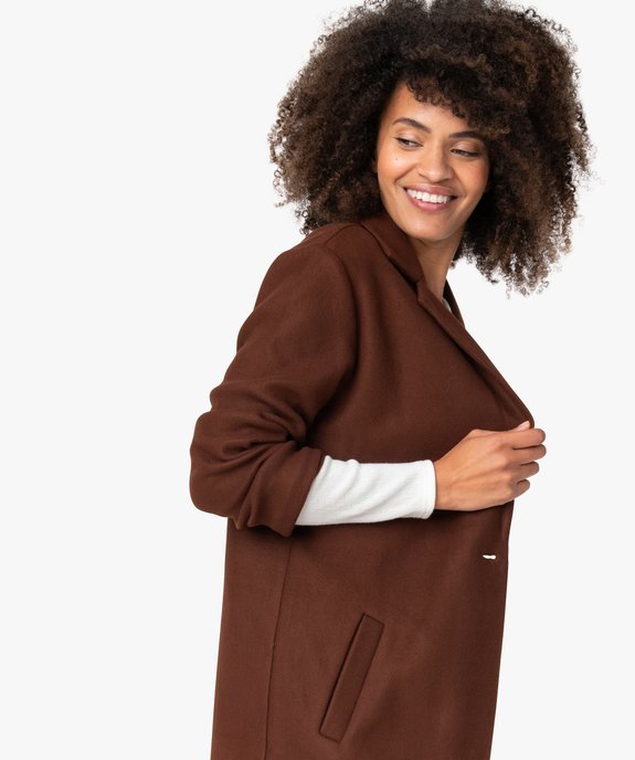 Manteau court femme en matière extensible et grand col vue2 - GEMO(FEMME PAP) - GEMO