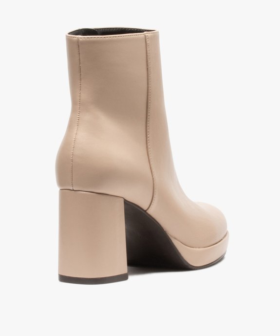 Boots femme unies à talon carré et semelle plateforme vue4 - GEMO(URBAIN) - GEMO