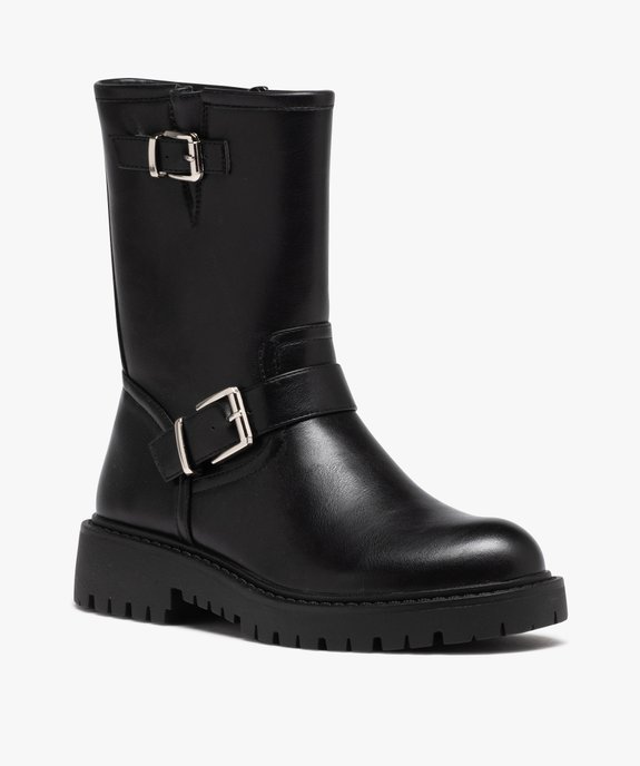 Boots femme unies avec brides à boucle et semelle crantée vue3 - GEMO (CASUAL) - GEMO