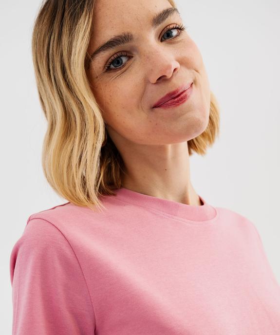 Tee-shirt manches courtes et col rond uni en coton résistant femme vue2 - GEMO(FEMME PAP) - GEMO