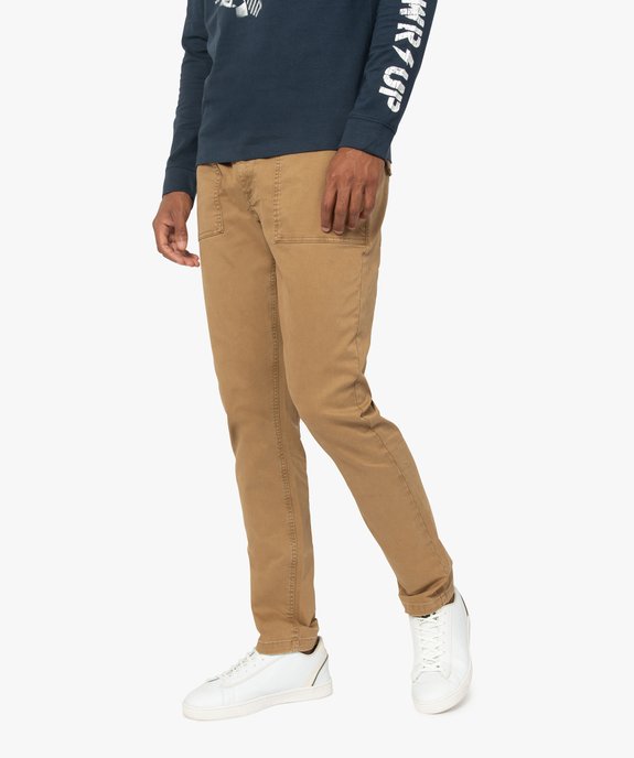 Pantalon homme en toile avec taille élastiquée vue1 - GEMO (HOMME) - GEMO