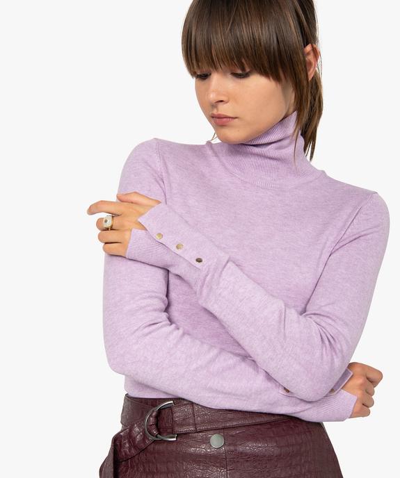 Pull femme à col roulé et boutons sur les poignets vue1 - GEMO(FEMME PAP) - GEMO