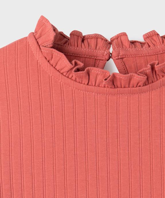 Tee-shirt manches longues avec col rond froncé fille vue2 - GEMO 4G FILLE - GEMO