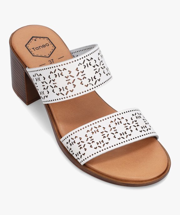 Mules femme à talon dessus cuir ajouré - Tanéo vue5 - TANEO - GEMO