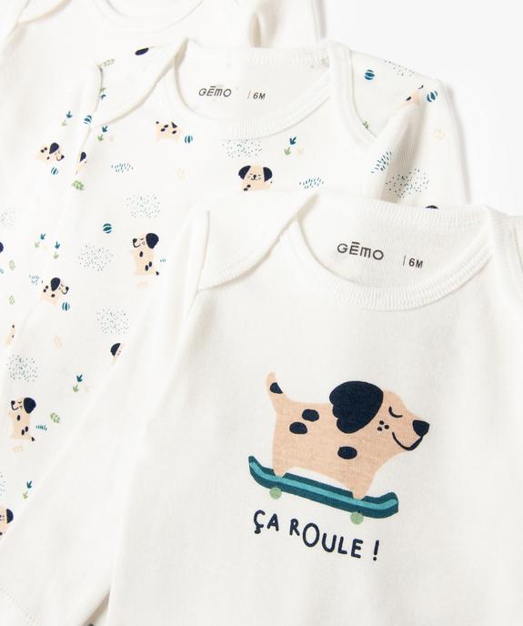 Body à manches longues et col US en coton biologique bébé  (lot de 3) vue3 - GEMO 4G BEBE - GEMO