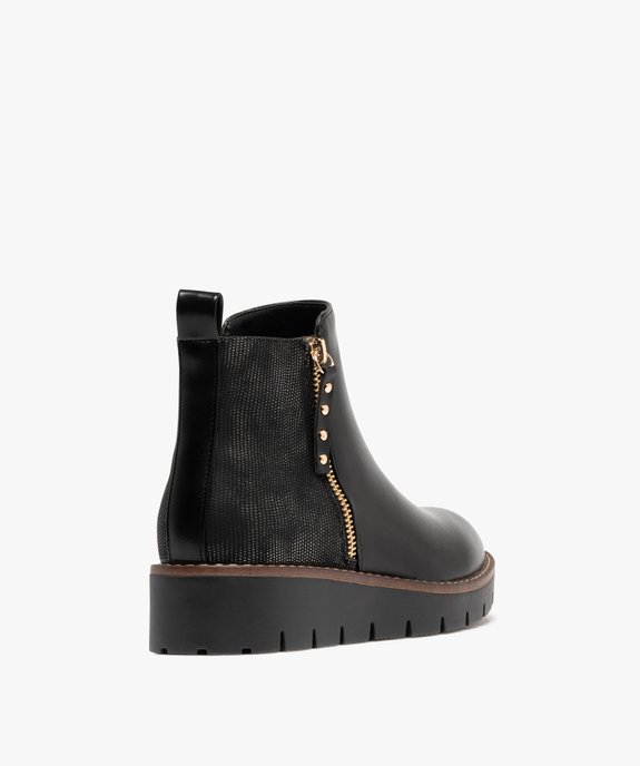 Boots femme à semelle plateforme crantée et à zip fantaisie vue11 - GEMO (CASUAL) - GEMO
