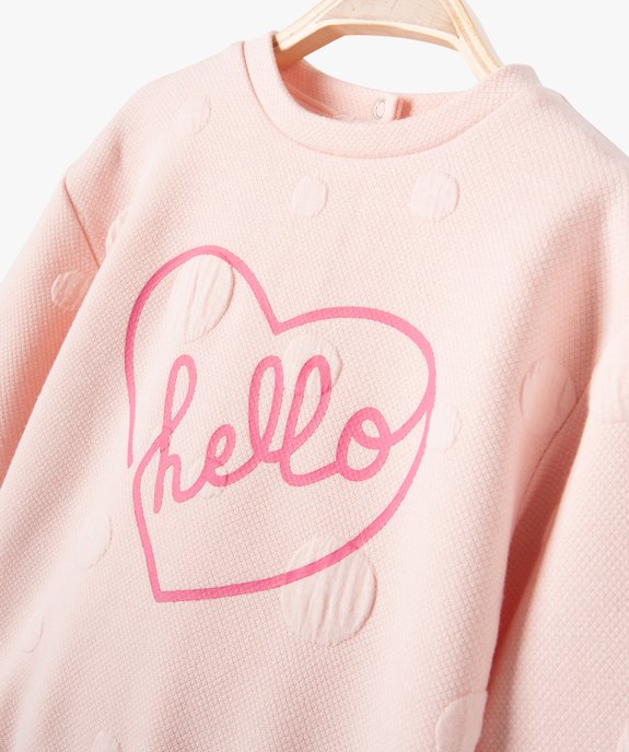 Sweat bébé fille en maille gaufrée fantaisie  vue2 - GEMO(BEBE DEBT) - GEMO