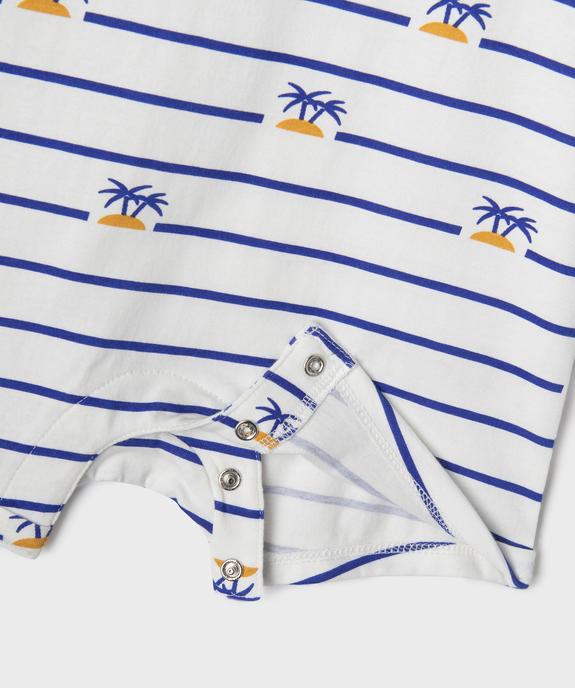 Combishort en coton à rayures et motifs palmiers bébé garçon vue2 - GEMO 4G BEBE - GEMO