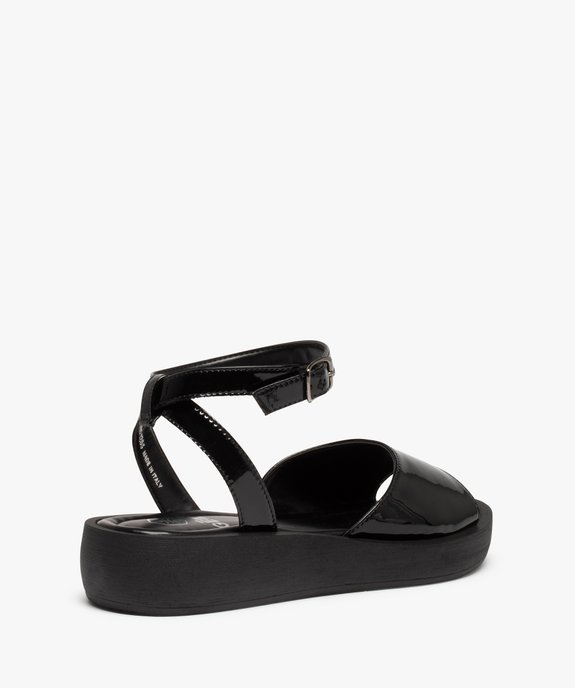 Sandales femme à talon plat unies et vernies vue4 - GEMO (CASUAL) - GEMO