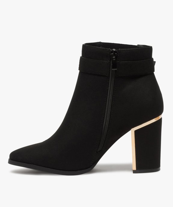 Bottines femme à talon en suédine avec détails métallisés vue4 - VALENTINA BALDA - GEMO